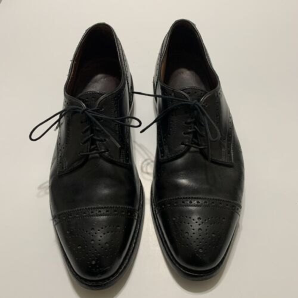 Allen Edmonds Sanford Oxfords Cap Toe Black Leather Men's Dress Shoes Size 9.5 D - Picture 1 of 12